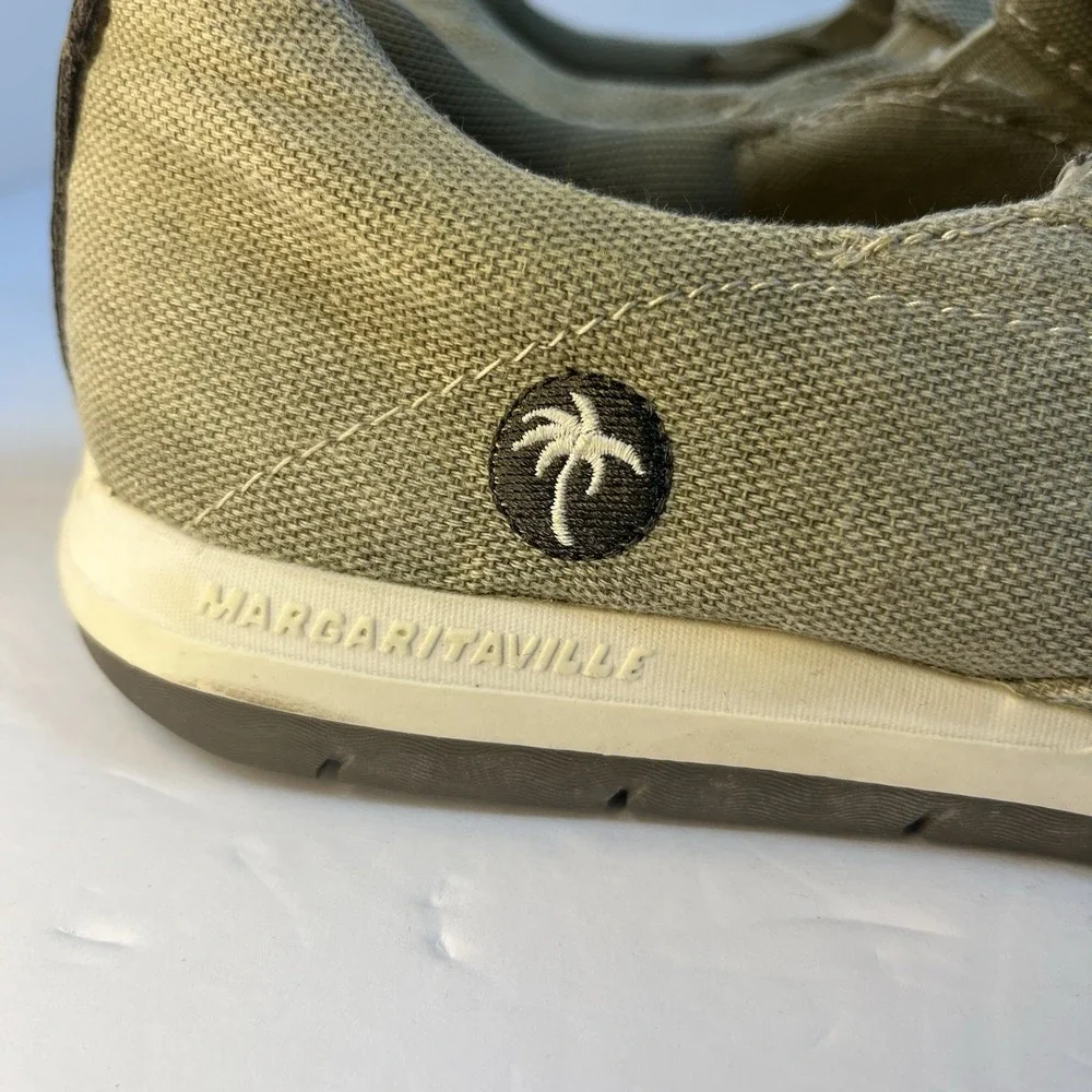 Margaritaville Marina Boat Shoes Loafers Slip‎ On Casual Canvas Green Mens 8.5
